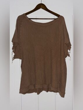 Free People We The Free Rudy Soft Cotton Tee In Toffee Slouchy Oversize Fit L